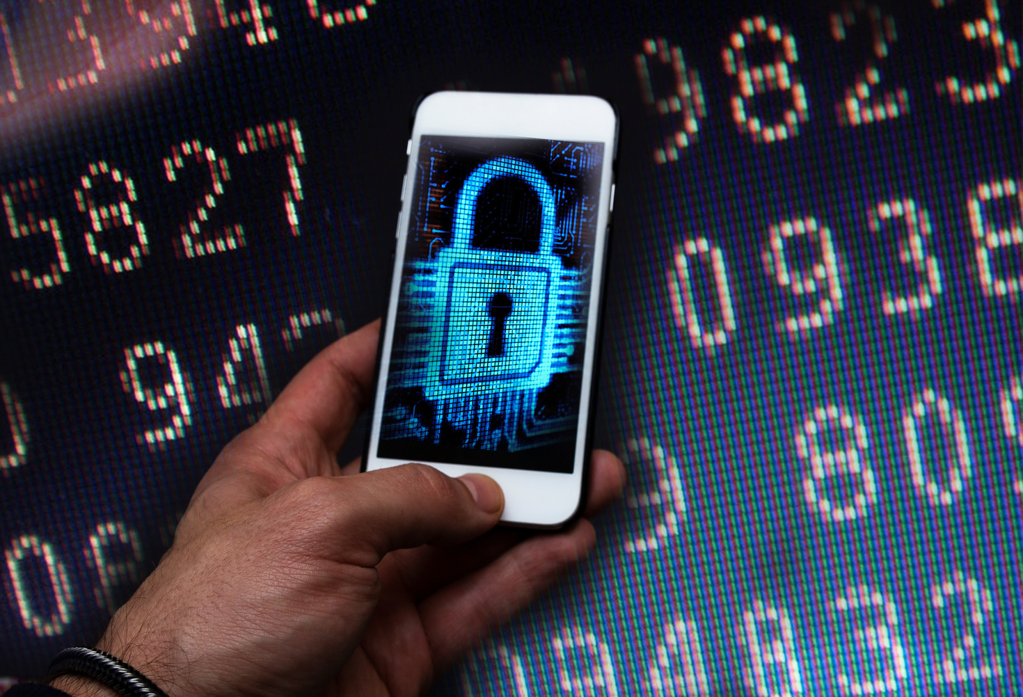 cyber crime hacker using mobile phone, mobile security breach - Smartphone data theft concept.